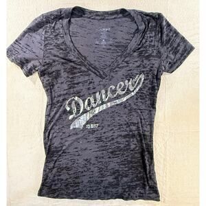 CAPEZIO BURNOUT T SHIRT DANCE Silver IM277 casual coverup ladies Sz Large
